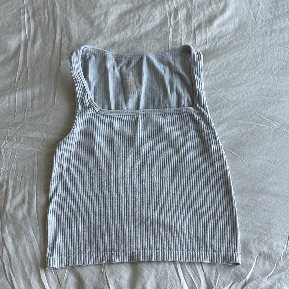 Gray Ribbed Women's Tank Top